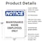 Signmission Maintenance Room Employees Only, 12 in W x Rectangle, Plastic OS-2PACK-NS-P-1218-V-14111 - alternate 2